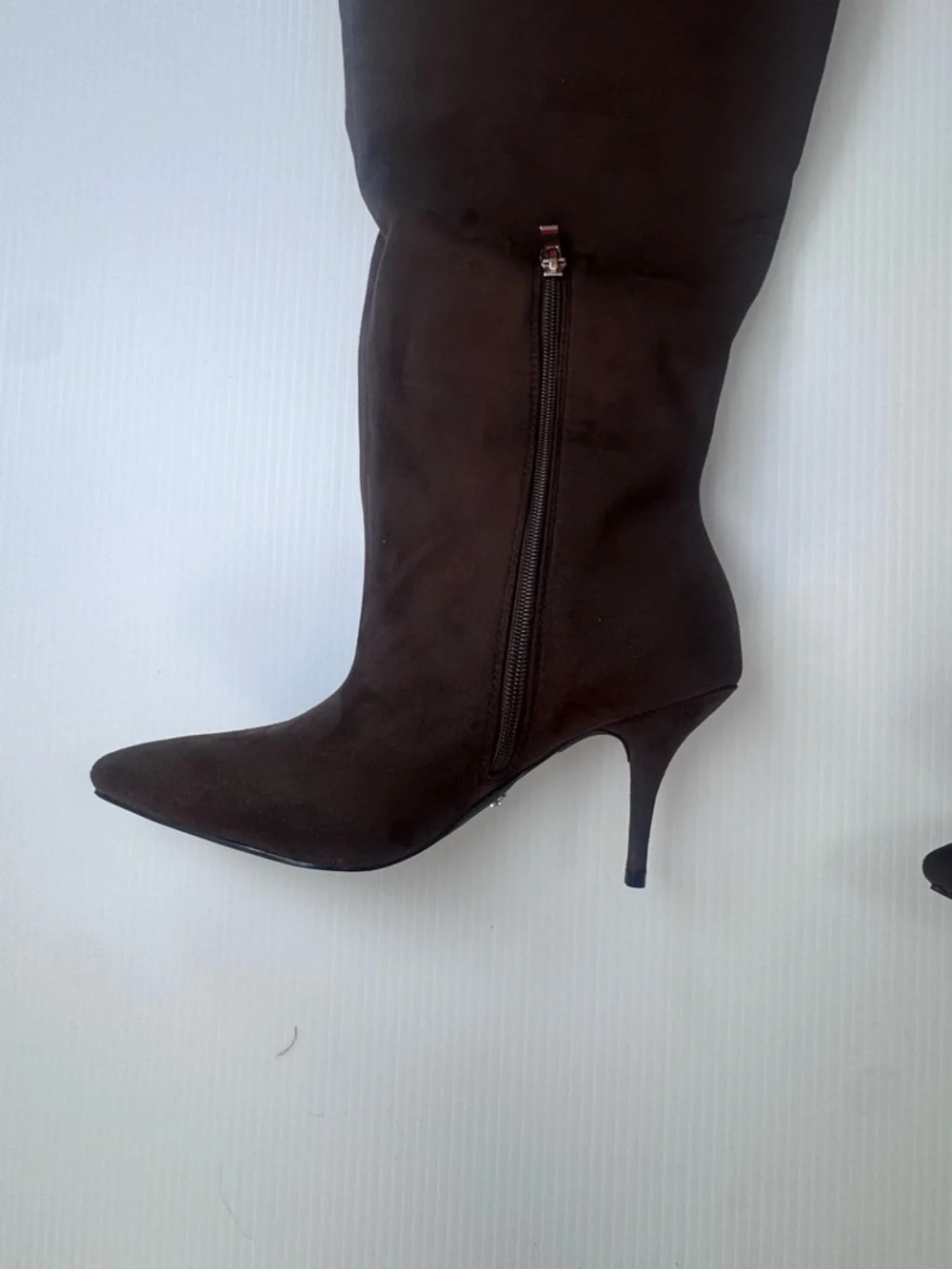Azalea Wang Halina Chocolate Thigh High Boots – Suede Stiletto – Size 6, 7, 7.5